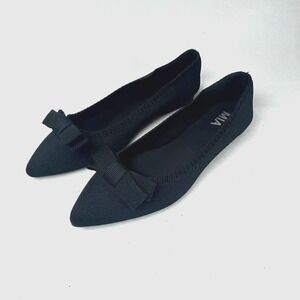 MIA Jinnie Flyknit Flats Women Sz 7.5 Black Bow Stretch Fits Like 8-8.5‎